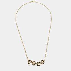 Pre Owned Chanel Chain Pendant Necklace Rhinestone Gold 01A