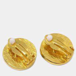 Pre Owned Chanel Red Button Earrings Clip-On 98P