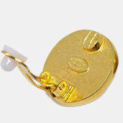 Pre Owned Chanel Red Button Earrings Clip-On 98P