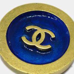 Pre Owned Chanel Gold Gripoix Button Earrings Clip-On 94P