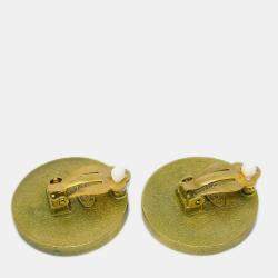 Pre Owned Chanel Gold Gripoix Button Earrings Clip-On 94P