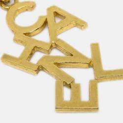 Pre Owned Chanel Gold Dangle Earrings Clip-On