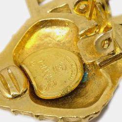 Pre Owned Chanel Gold Dangle Earrings Clip-On