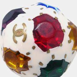 Pre Owned Chanel Gripoix Acrylic Earrings Clip-On White 98P