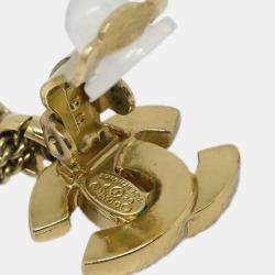 Pre Owned Chanel Dangle Earrings Handbag Clip-On Gold 02P