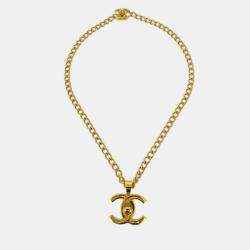 Pre Owned Chanel Turnlock Charm Gold Chain Necklace 97P