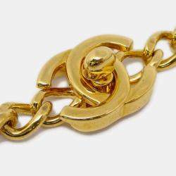 Pre Owned Chanel Turnlock Charm Gold Chain Necklace 97P