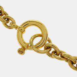 Pre Owned Chanel Gripoix Gold Chain Pendant Necklace Medallion 94A