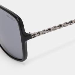 Pre Owned Chanel Black 5210-Q Chain Detail Square Sunglasses