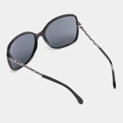 Pre Owned Chanel Black 5210-Q Chain Detail Square Sunglasses