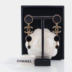 Pre Owned Chanel CC Enamel Drop Earrings