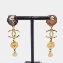 Pre Owned Chanel CC Enamel Drop Earrings