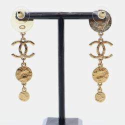 Pre Owned Chanel CC Enamel Drop Earrings