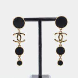 Pre Owned Chanel CC Enamel Drop Earrings