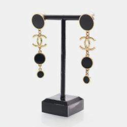 Pre Owned Chanel CC Enamel Drop Earrings