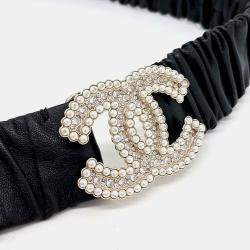 Pre Owned Chanel Pearl logo banding belt