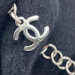 Pre Owned Chanel Cc Logo Faux Pearl Necklace Silver Metal Faux Pearl Rhinestone