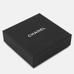 Pre Owned Chanel Cc Logo Brooch Blue Denim Gold Plated