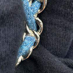 Pre Owned Chanel Cc Logo Brooch Blue Denim Gold Plated