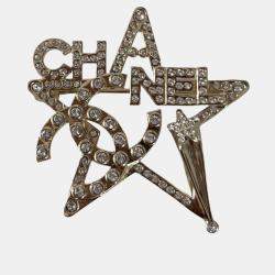 Pre Owned Chanel Star light gold crystal star brooch