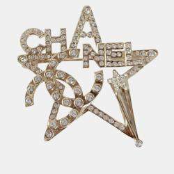 Pre Owned Chanel Star light gold crystal star brooch