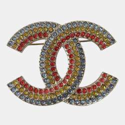 Pre Owned Chanel Multicolor Rhinestone CC Brooch