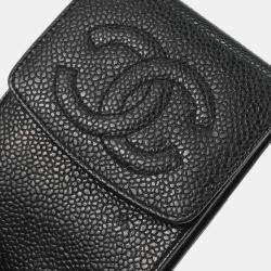 Pre Owned Chanel Black Calfskin Timeless Sunglasses Case Small