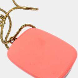 Pre Owned Chanel Gold Pink Acrylic Pendant Necklace