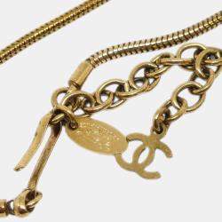 Pre Owned Chanel Gold Pink Acrylic Pendant Necklace