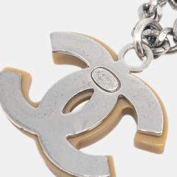 Pre Owned Chanel CC Chain Necklace Silver Brown