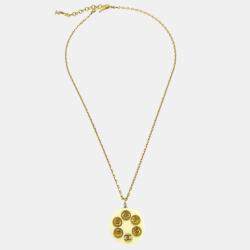 Pre Owned Chanel Pendant Necklace Gold White
