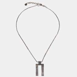Pre Owned Chanel Plate Chain Necklace Silver