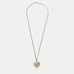 Pre Owned Chanel Heart Chain Pendant Necklace Gold