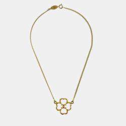 Pre Owned Chanel Clover Pendant Necklace Gold