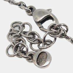 Pre Owned Chanel Chain Necklace Pendant Rhinestone Silver