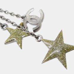 Pre Owned Chanel Chain Necklace Pendant Rhinestone Silver