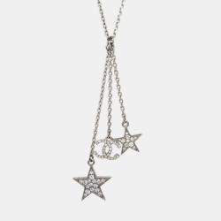 Pre Owned Chanel Chain Necklace Pendant Rhinestone Silver