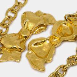 Pre Owned Chanel Bow Chain Necklace Gold