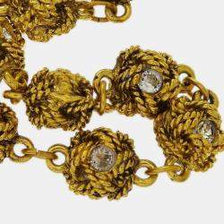 Pre Owned Chanel Chain Necklace Gold Rhinestone