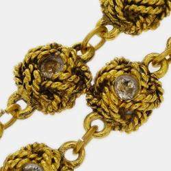 Pre Owned Chanel Chain Necklace Gold Rhinestone