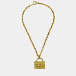 Pre Owned Chanel Bag Chain Pendant Necklace Gold