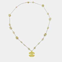 Pre Owned Chanel CC Pendant Necklace Yellow