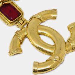 Pre Owned Chanel Gripoix Gold Chain Pendant Necklace