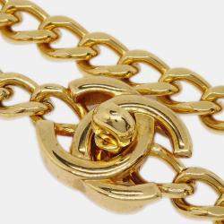 Pre Owned Chanel Turnlock Gold Chain Necklace