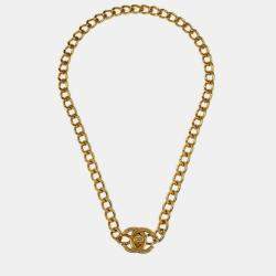Pre Owned Chanel Turnlock Gold Chain Necklace