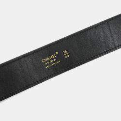 Pre Owned Chanel Belt Black Gold 75/30 96A Small