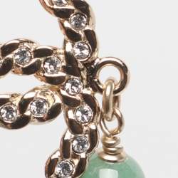 Pre Owned Chanel CC Multi Beads Faux Pearl Crystal Gold Tone Long Necklace