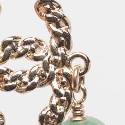 Pre Owned Chanel CC Multi Beads Faux Pearl Crystal Gold Tone Long Necklace