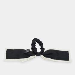 Pre Owned Chanel Black Silk Bow Scrunchie