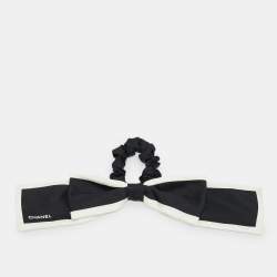 Pre Owned Chanel Black Silk Bow Scrunchie